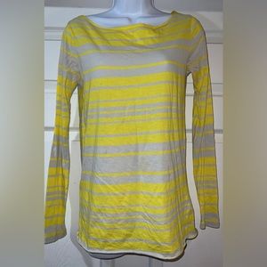 GAP yellow and white striped long sleeve shirt